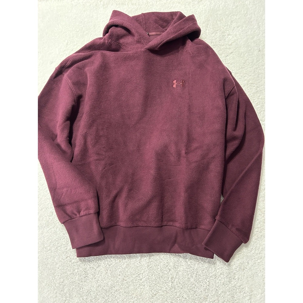 Under Armour Icon Rev Terry Hoodie Men's Medium Loose Fit Maroon Pullover (C9)